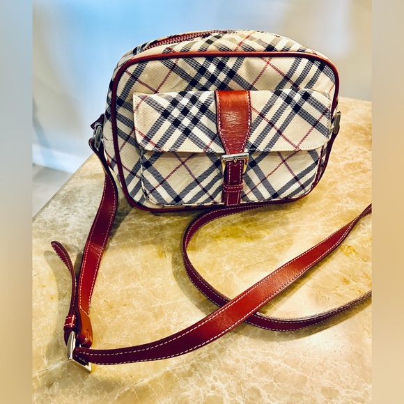 Burberry Handbags - BURBERRY Blue Label Burgundy Nova Check
Crossbody Bag EUC